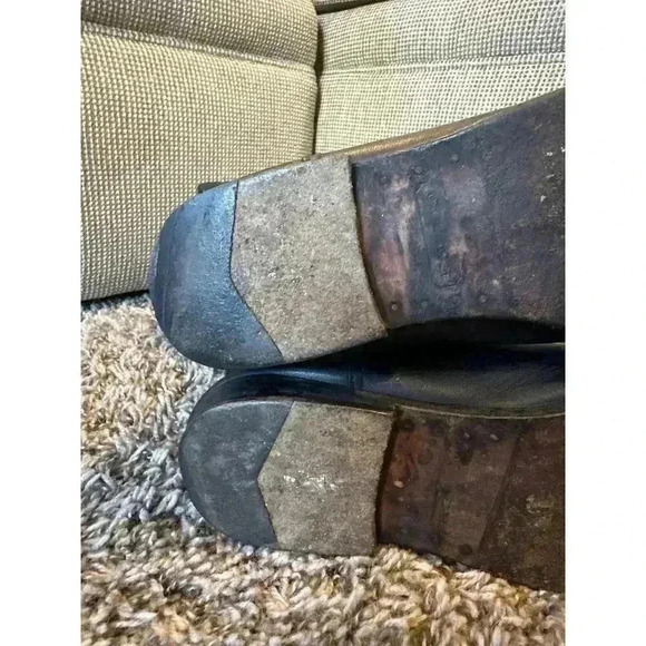 COACH CHRISSI BLACK LEATHER WITH MONOGRAM LOGO PLAID EQUESTRIAN BOOTS SIZE 8.5 - Picture 7 of 10